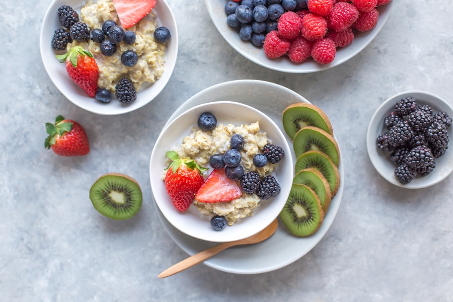Jars of overnight oats with diced caramel apples and cinnamon