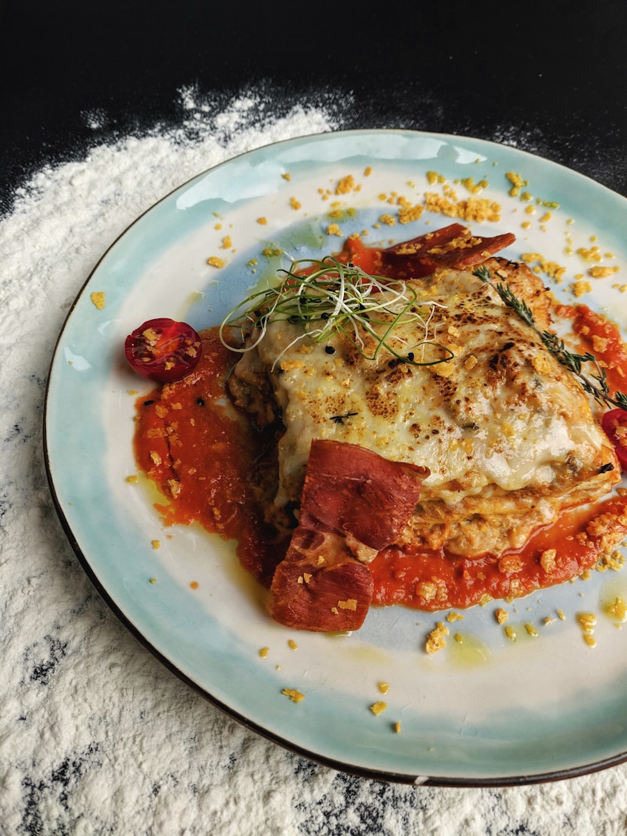 Sheet pan lasagna with crispy browned cheese edges and ruffled pasta noodles