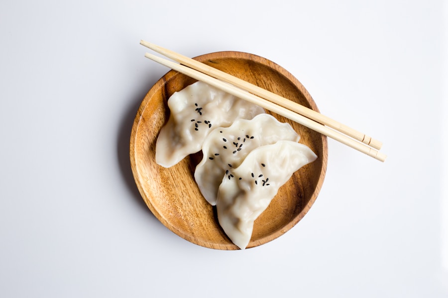 Warm crispy potstickers tossed over crunchy Asian sesame coleslaw salad
